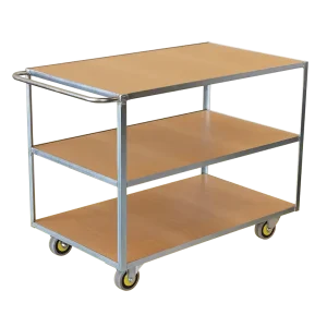 TT110 heavy-duty table shelf trolley with 250kg load capacity and dual-tier steel shelving.