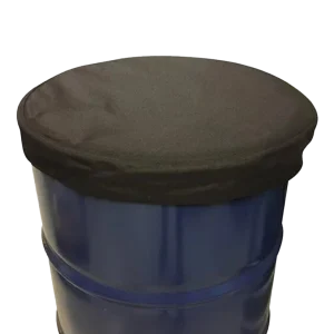 UFAB008 Series insulated lid for a 200-litre (200L) industrial drum. The round lid features a silver or grey insulating material and a centred opening, designed to be used in conjunction with a drum heating jacket/wrap to maintain and optimise the temperature of contents.