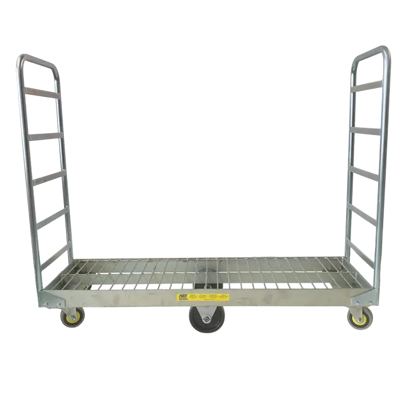 Close-up of the 350kg rated SH3 industrial picking trolley showing the handle and reinforced shelve